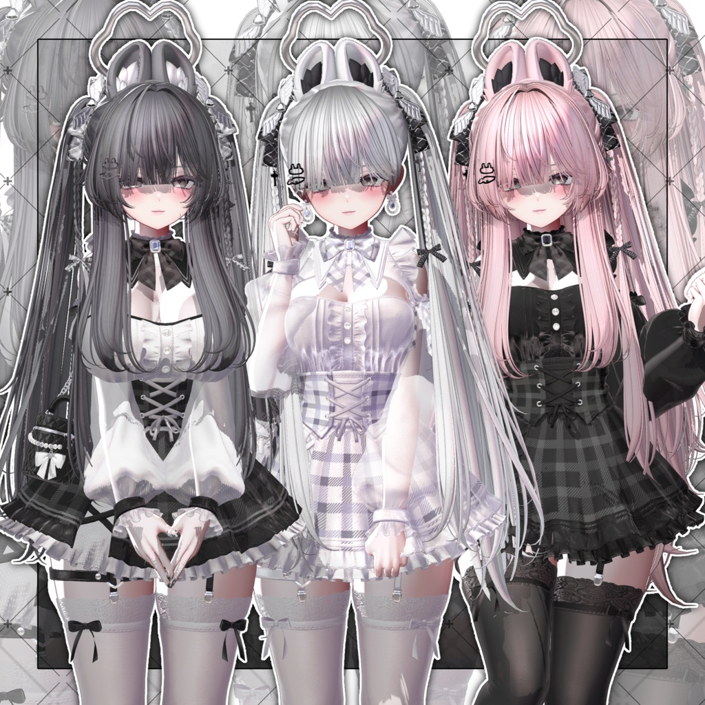 【VRC想定】Rabbit Angel Two Side Twin Tail Hair