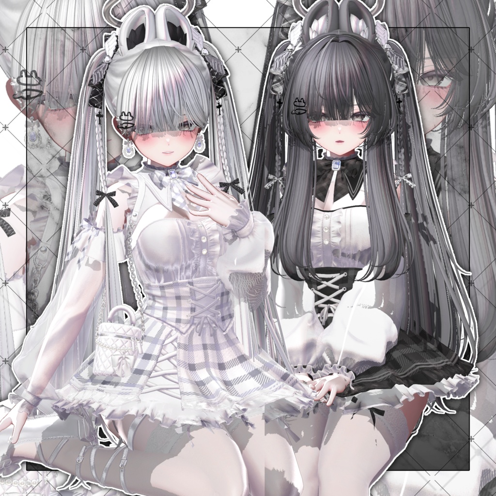 【VRC想定】Rabbit Angel Two Side Twin Tail Hair