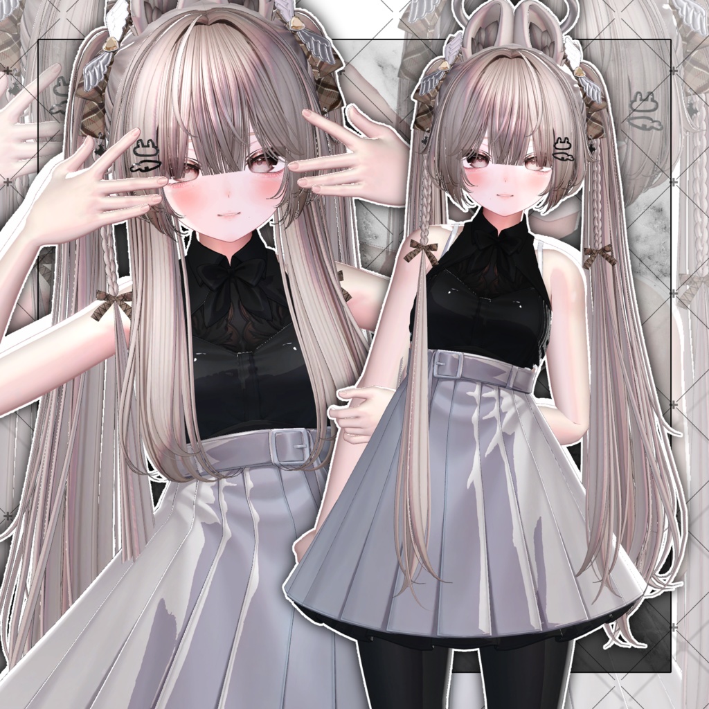 【VRC想定】Rabbit Angel Two Side Twin Tail Hair