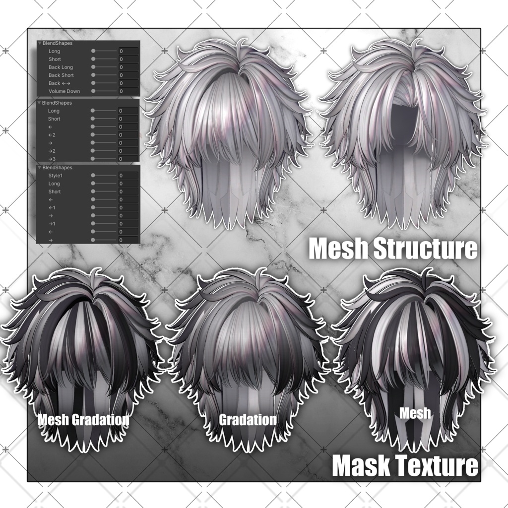 【VRC想定】ZAZZY Short Hair