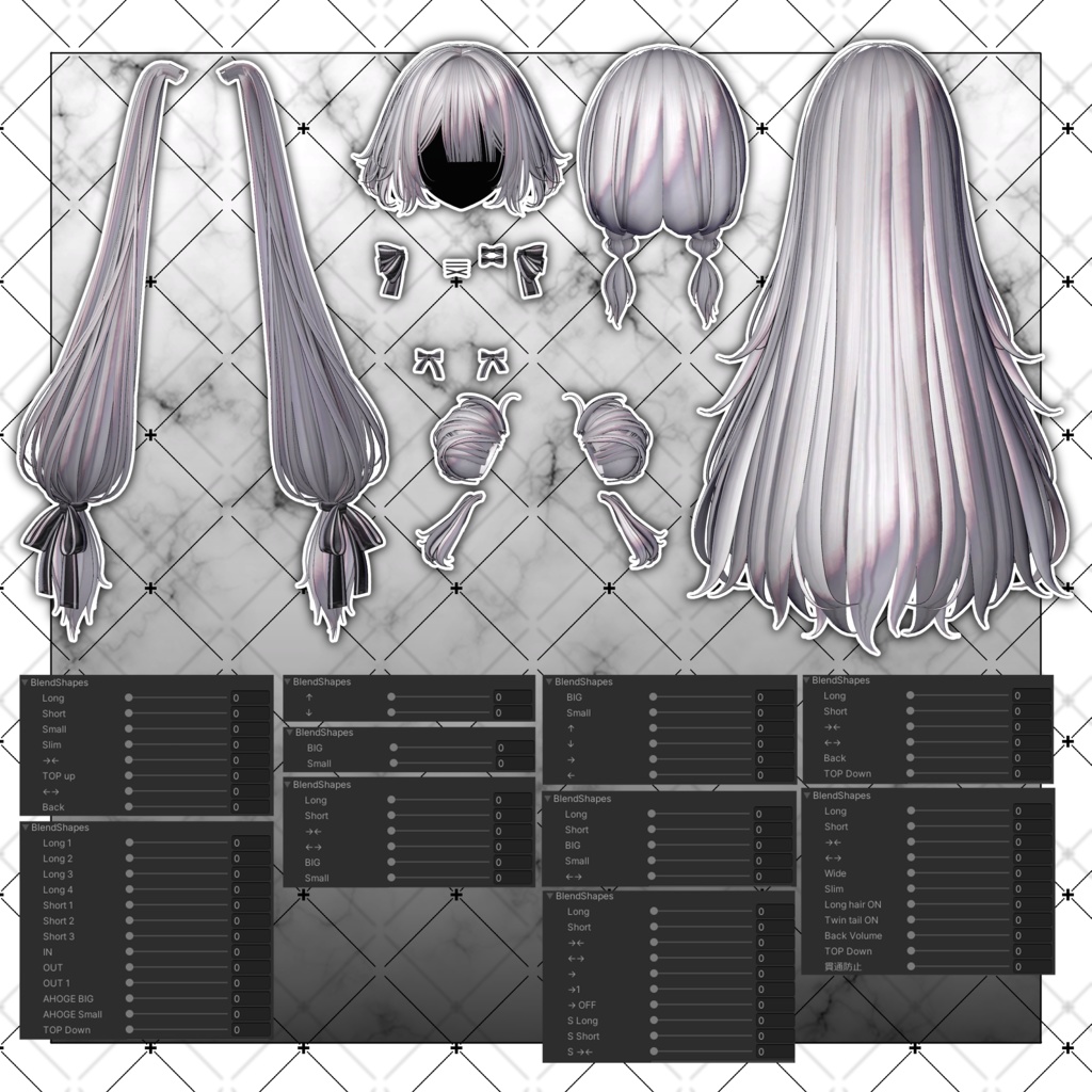 【VRC想定】Lotus BraidedBuns Hair