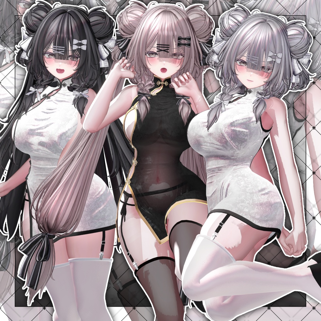 【VRC想定】Lotus BraidedBuns Hair