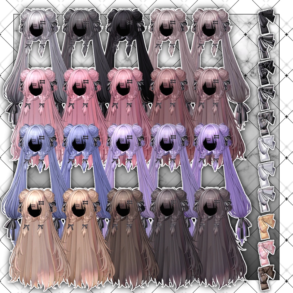 【VRC想定】Lotus BraidedBuns Hair
