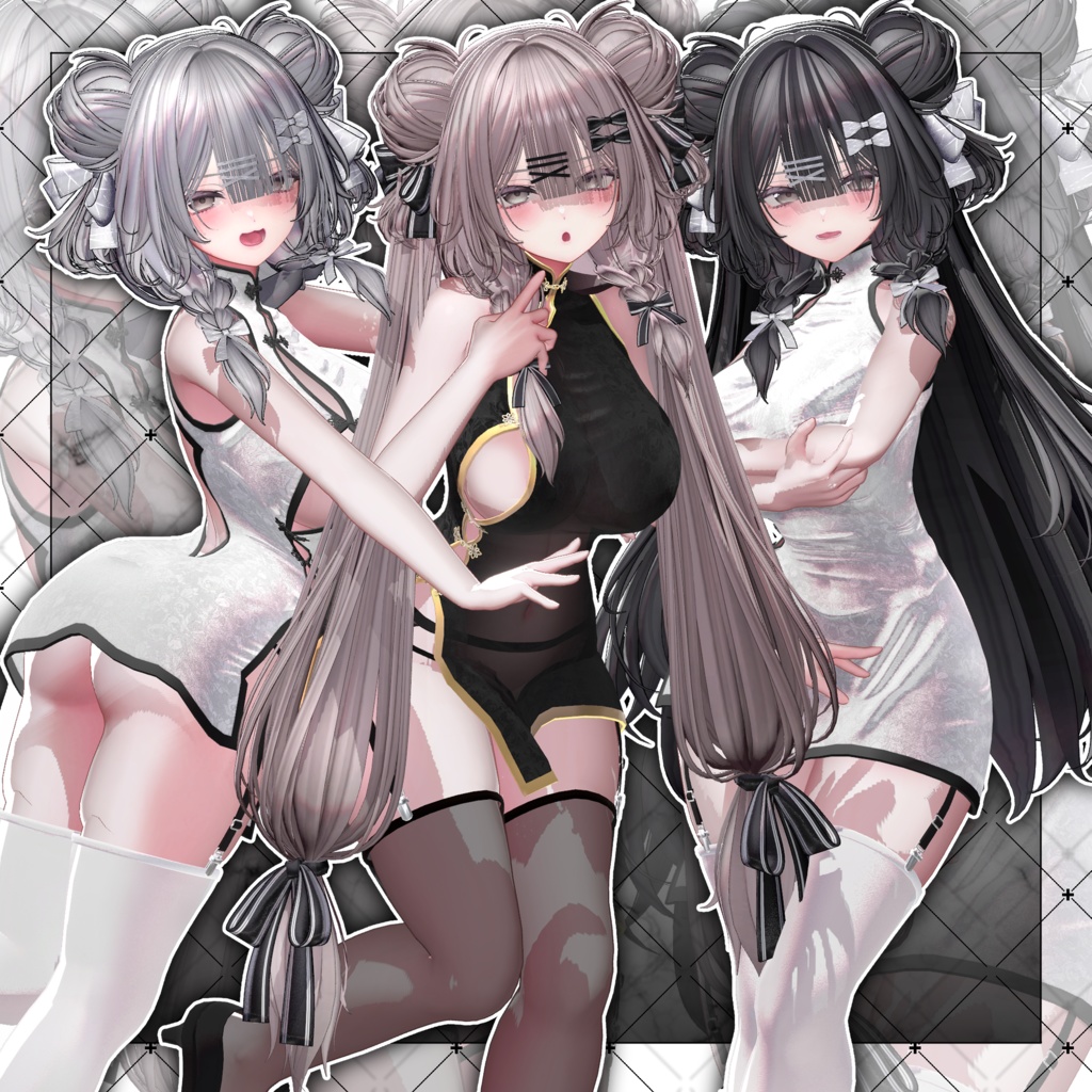 【VRC想定】Lotus BraidedBuns Hair