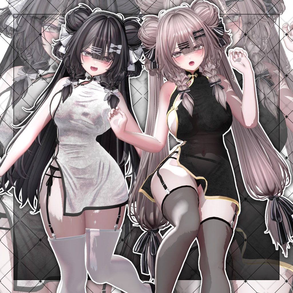 【VRC想定】Lotus BraidedBuns Hair