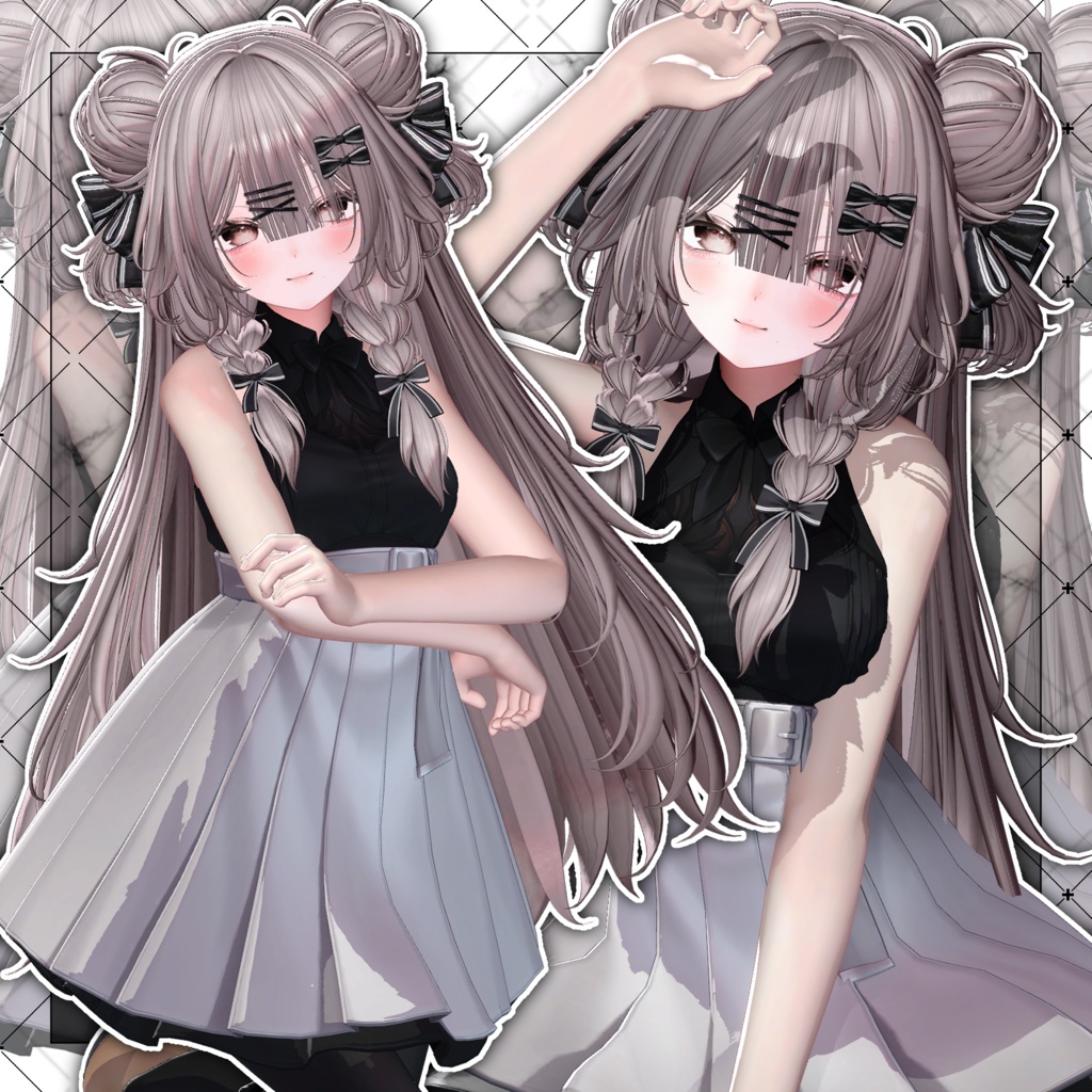【VRC想定】Lotus BraidedBuns Hair
