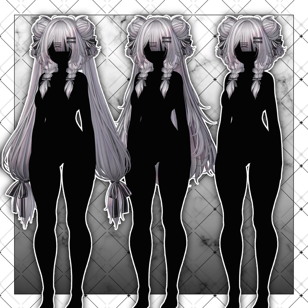 【VRC想定】Lotus BraidedBuns Hair