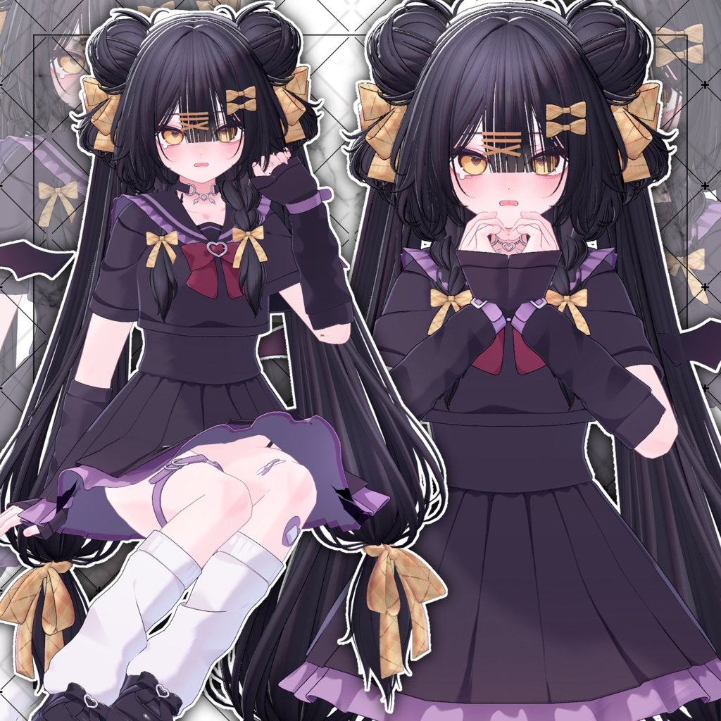 【VRC想定】Lotus BraidedBuns Hair