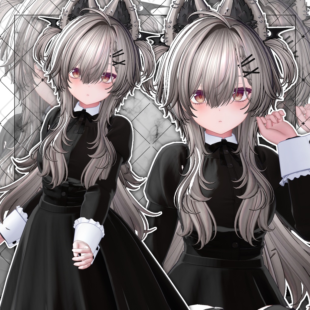 【VRC想定】Devil Long Wolf Hair