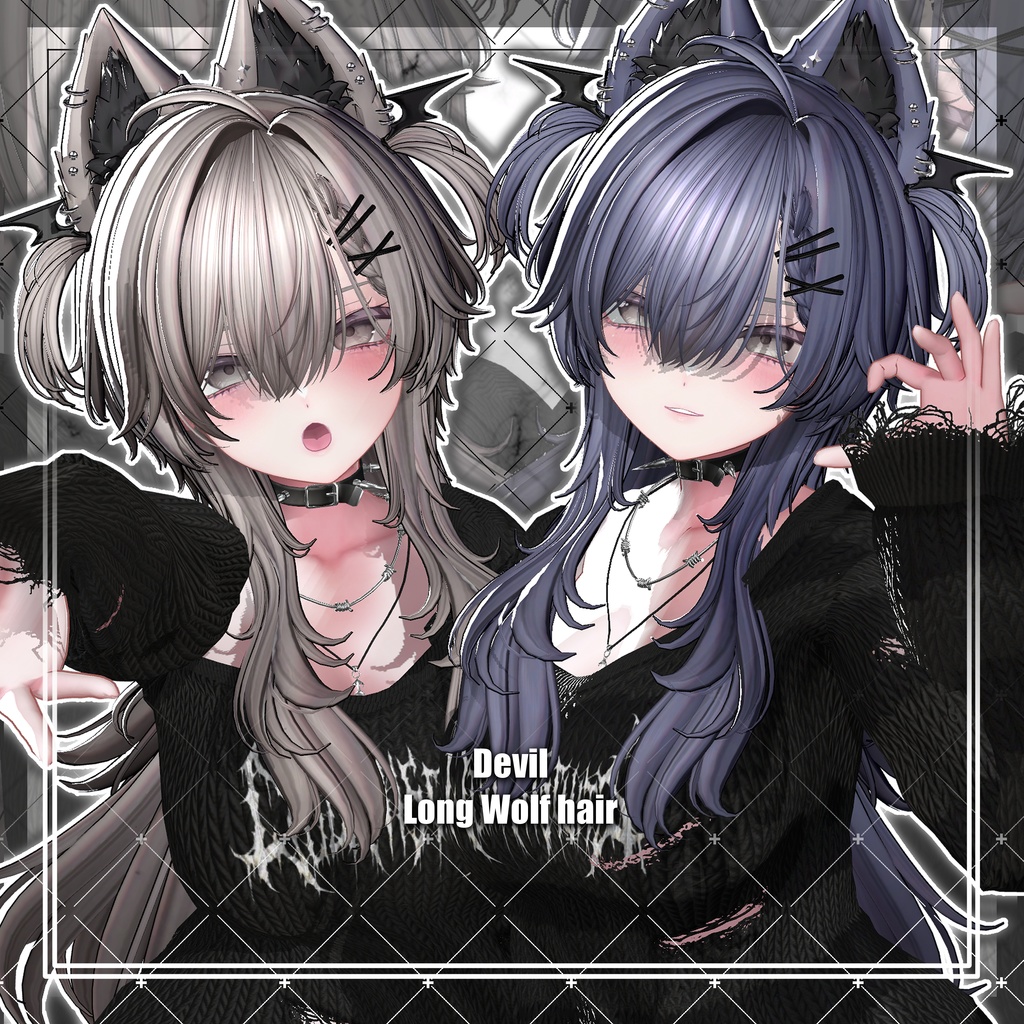 【VRC想定】Devil Long Wolf Hair