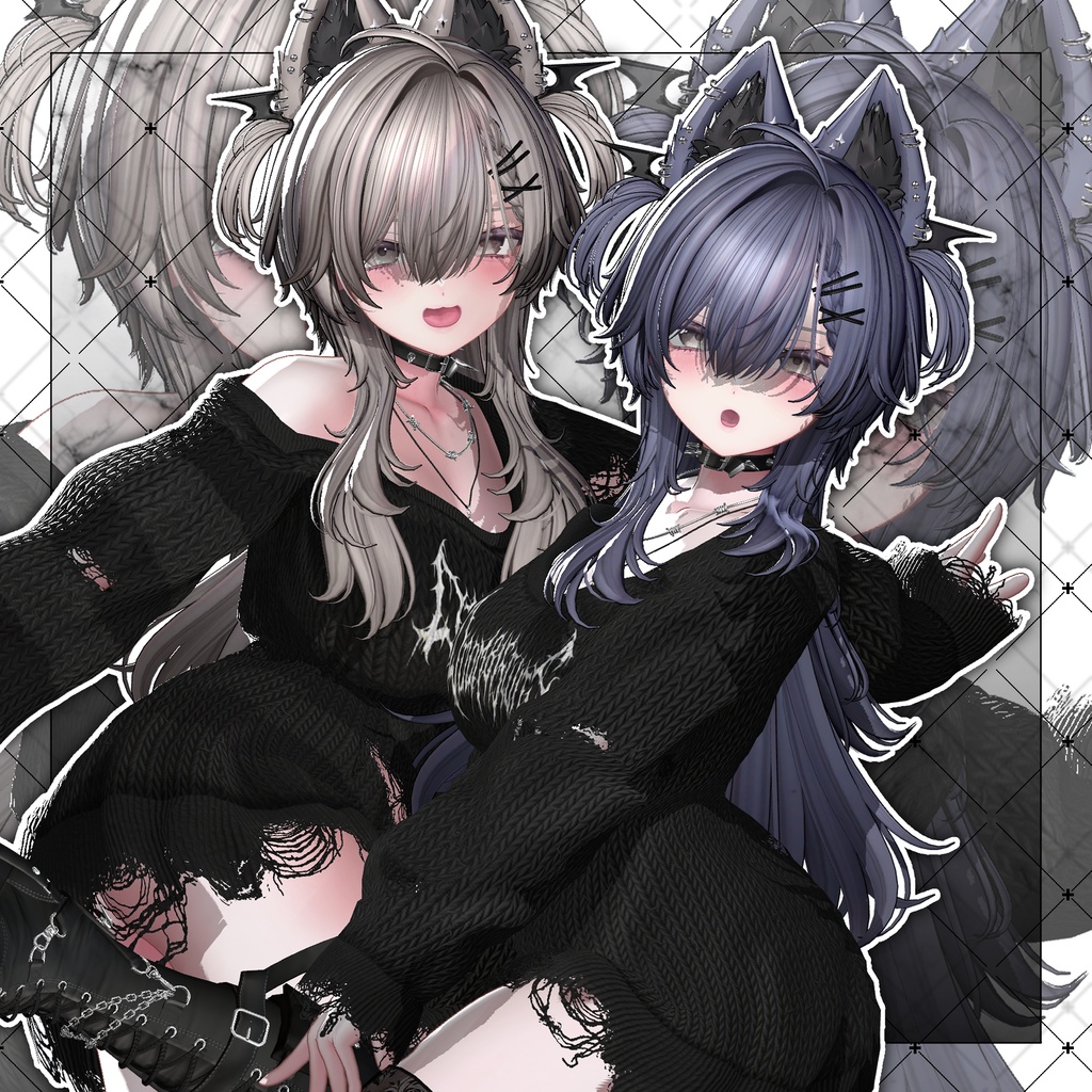 【VRC想定】Devil Long Wolf Hair