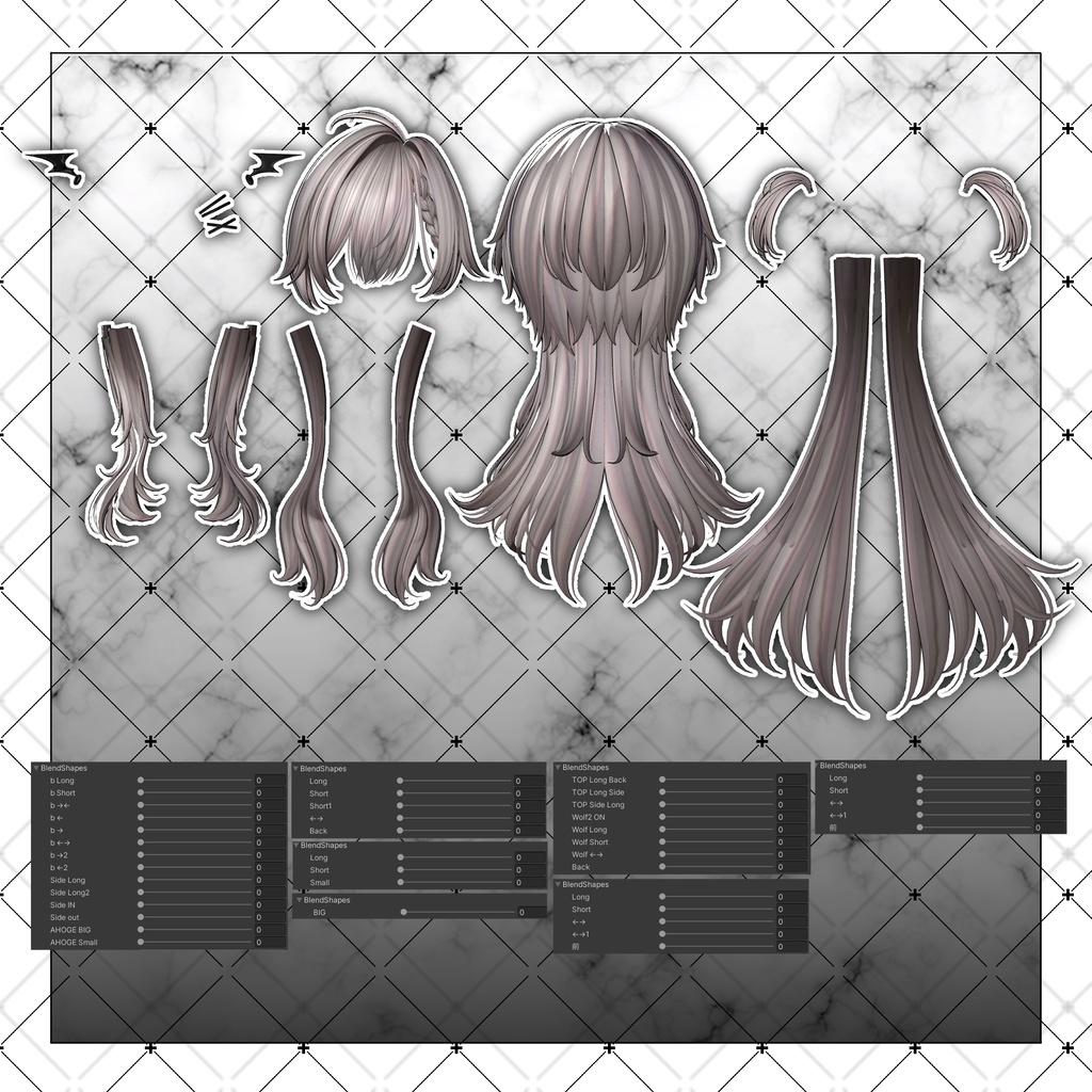 【VRC想定】Devil Long Wolf Hair