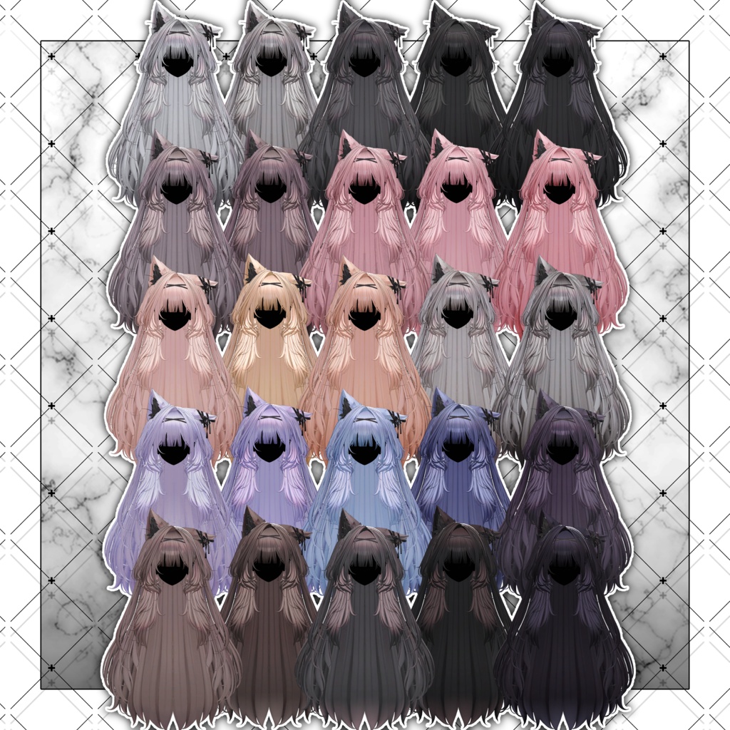 【VRC想定】Luminous Two Side Twin Tail Hair