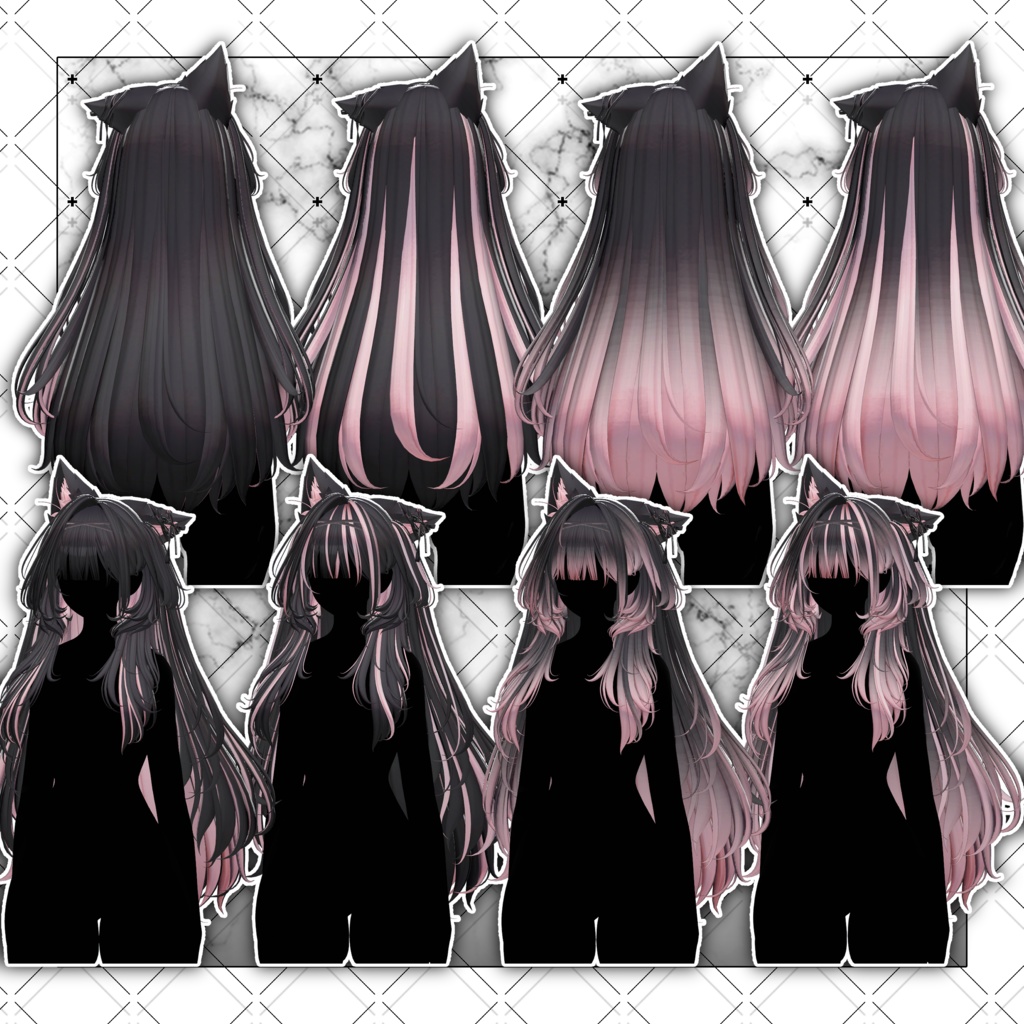 【VRC想定】Luminous Two Side Twin Tail Hair
