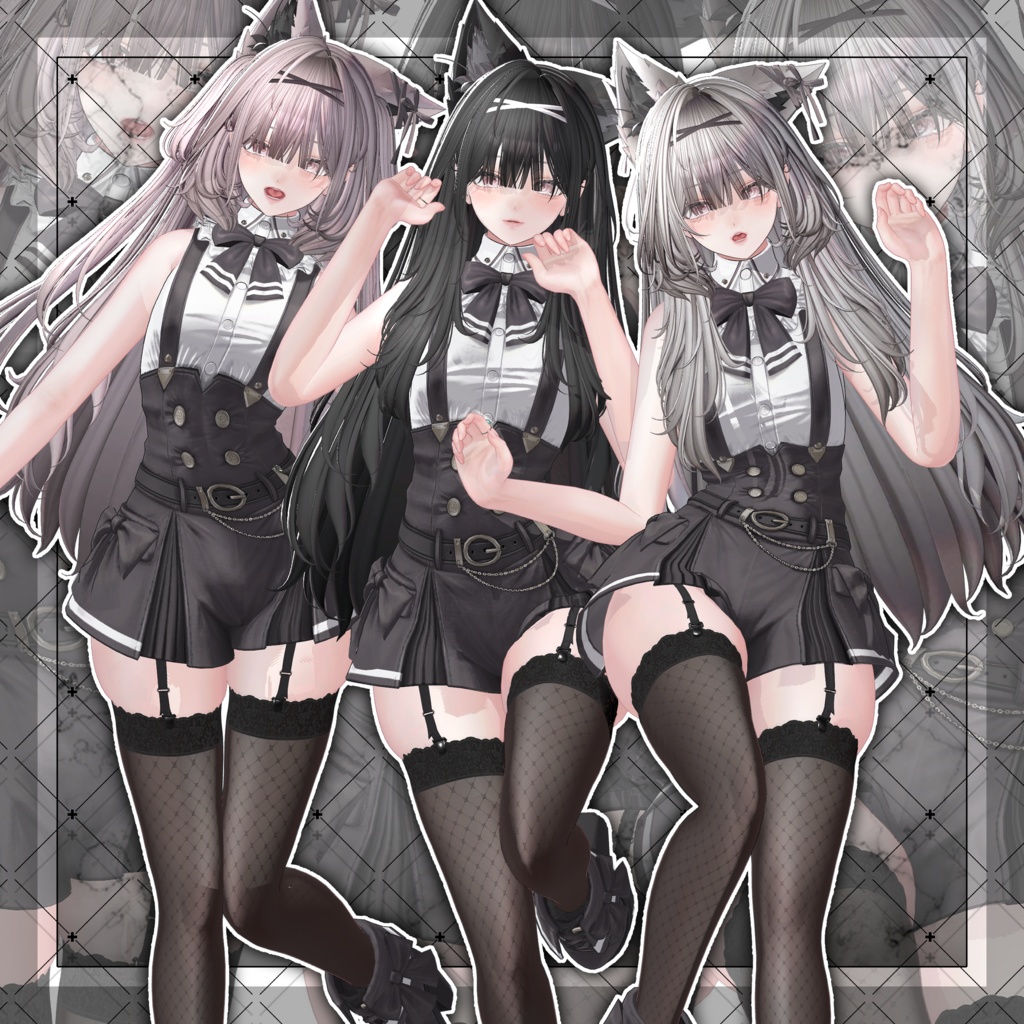 【VRC想定】Luminous Two Side Twin Tail Hair