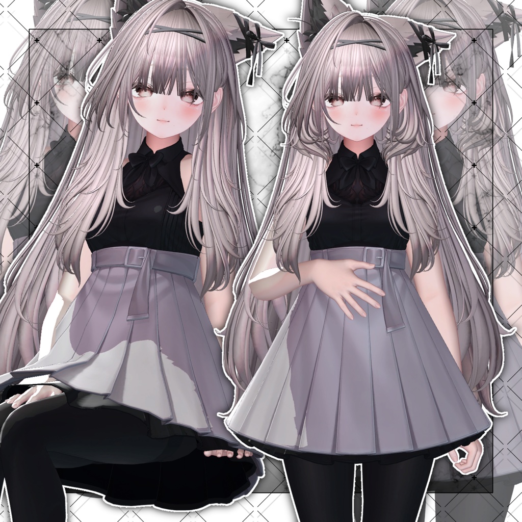 【VRC想定】Luminous Two Side Twin Tail Hair