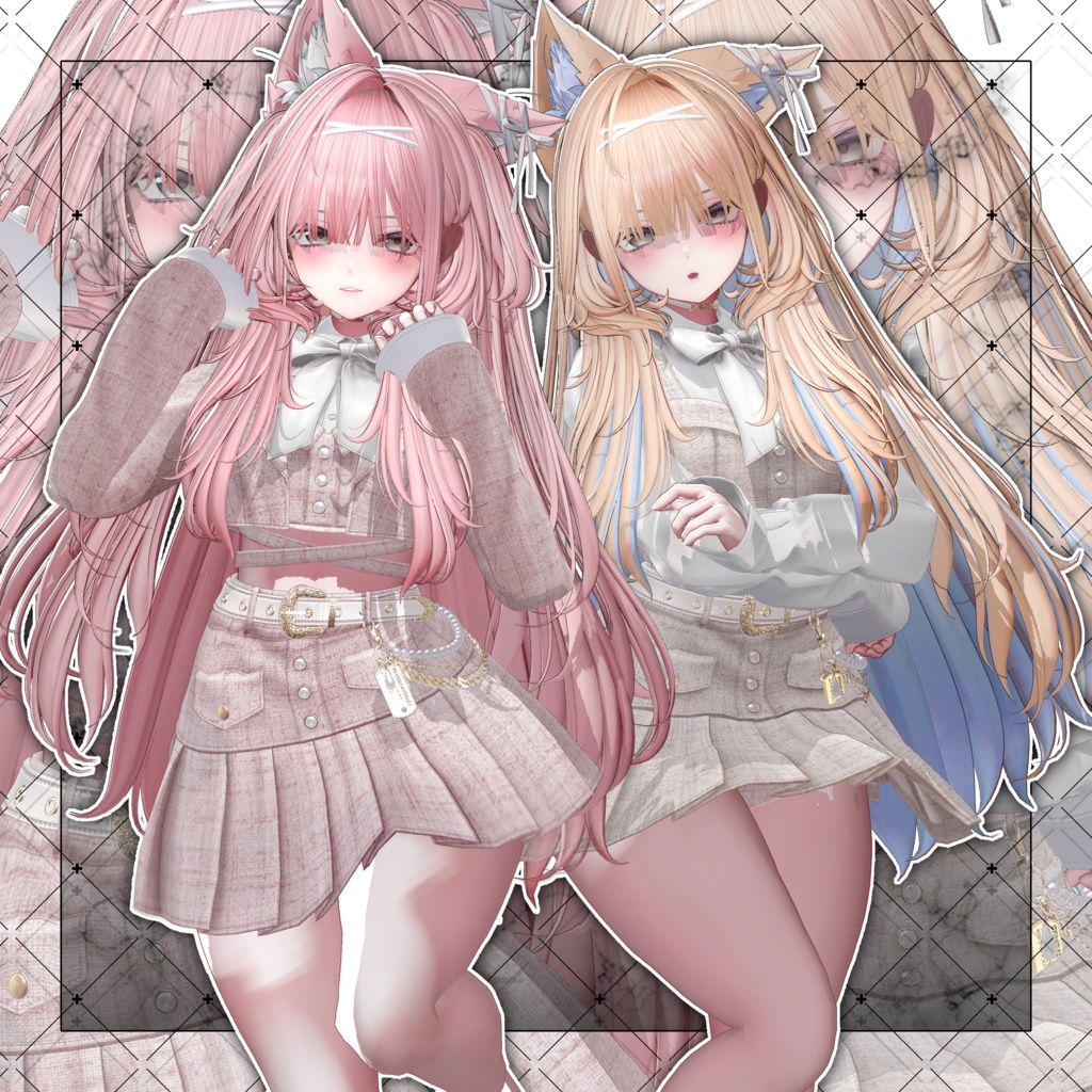 【VRC想定】Luminous Two Side Twin Tail Hair