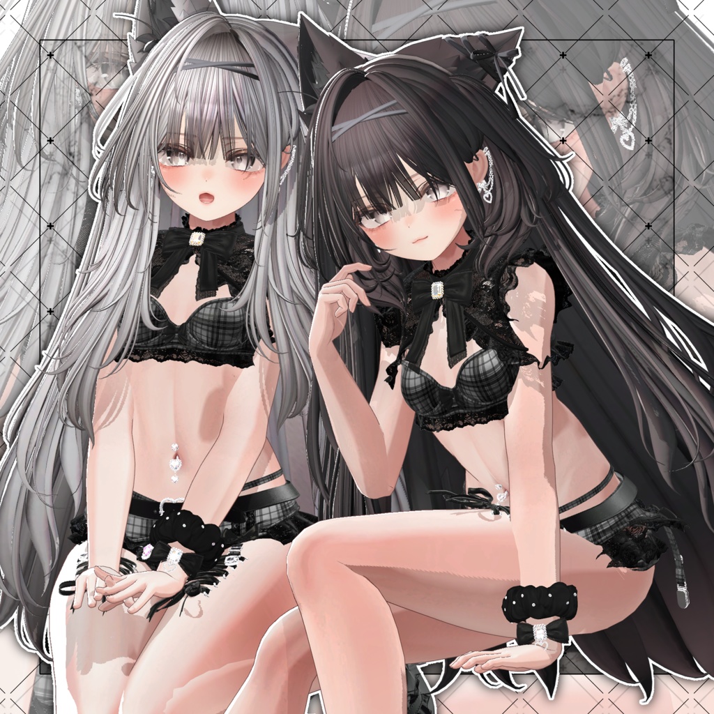 【VRC想定】Luminous Two Side Twin Tail Hair