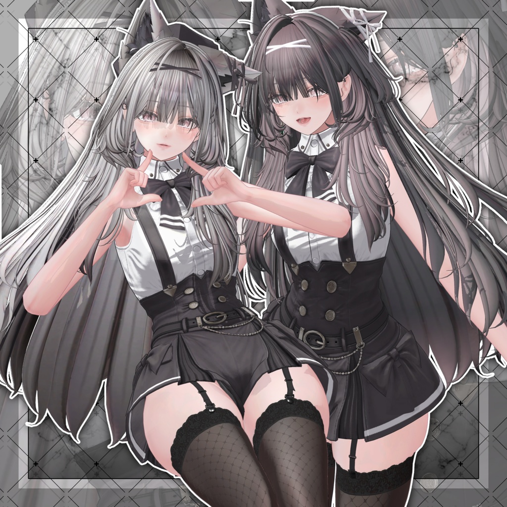 【VRC想定】Luminous Two Side Twin Tail Hair