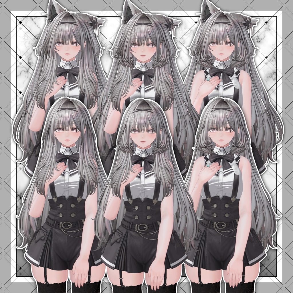 【VRC想定】Luminous Two Side Twin Tail Hair