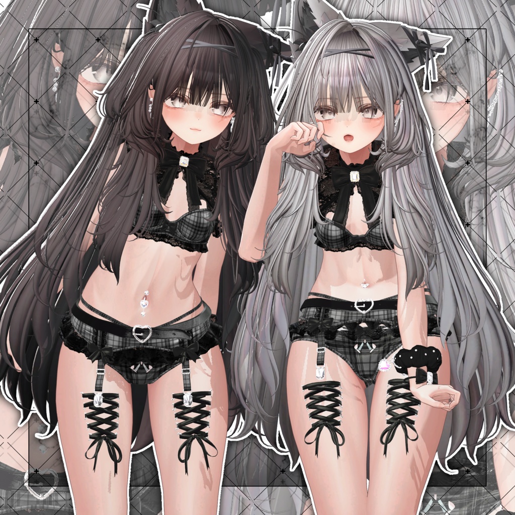 【VRC想定】Luminous Two Side Twin Tail Hair