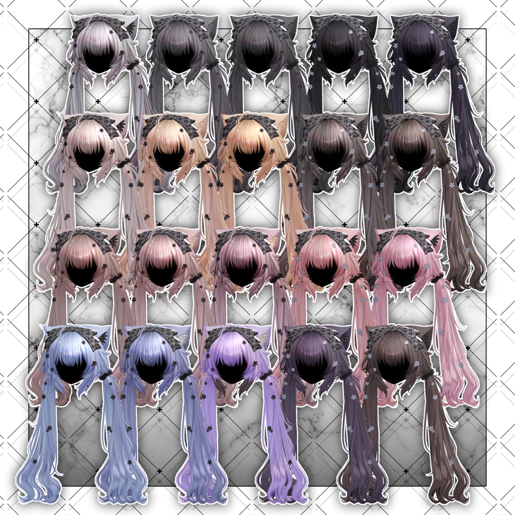 【VRC想定】Picnic low Twin Tail