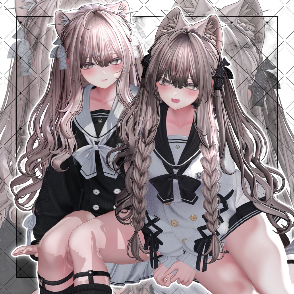 【VRC想定】Icicle Two Side Twin Tail Hair