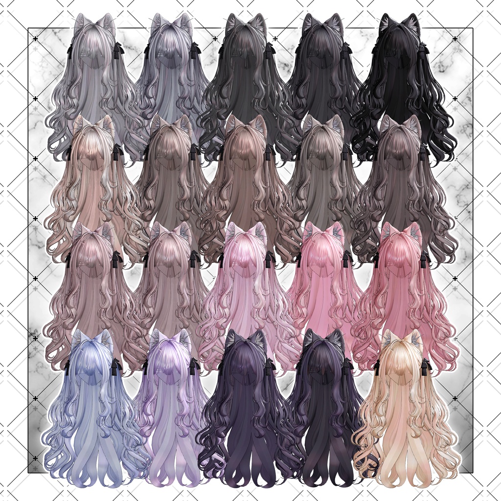 【VRC想定】Icicle Two Side Twin Tail Hair