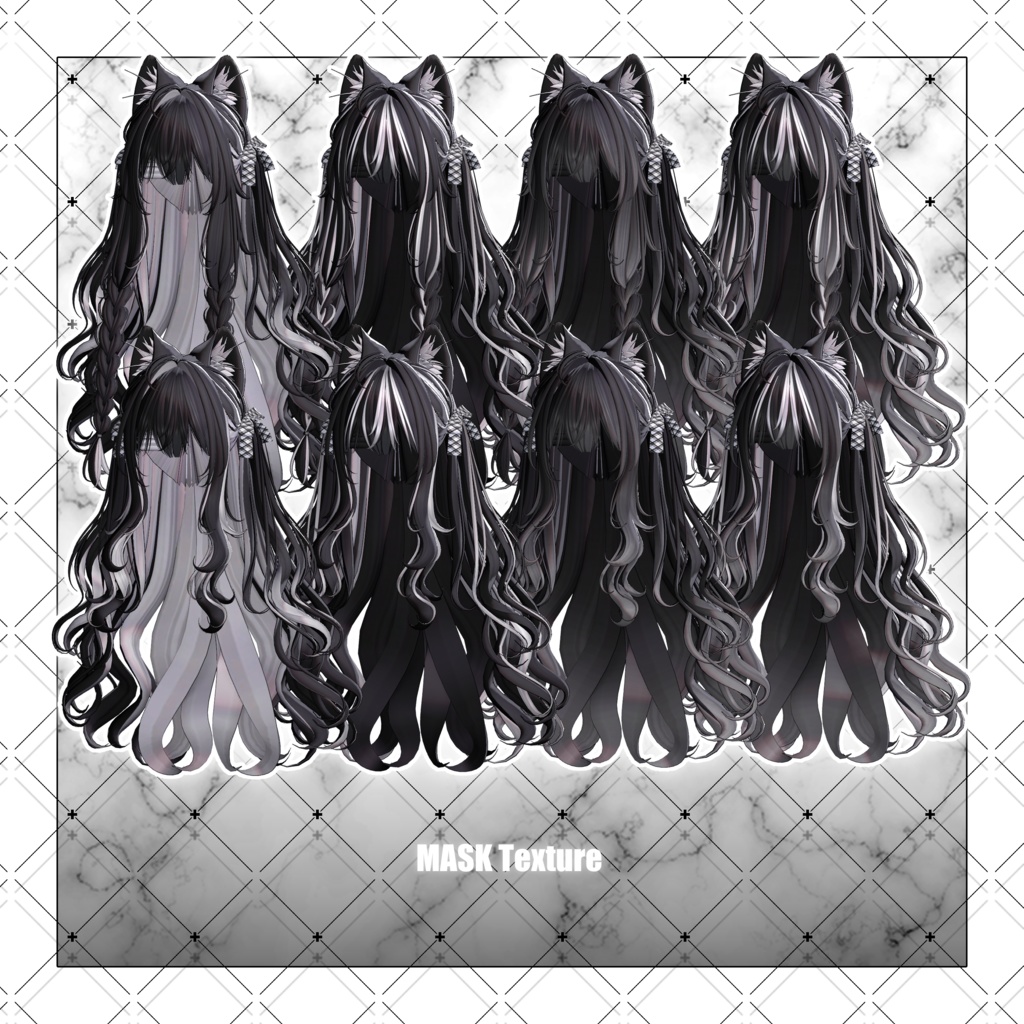 【VRC想定】Icicle Two Side Twin Tail Hair