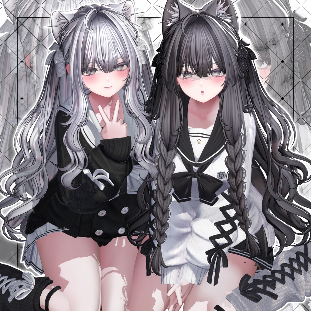 【VRC想定】Icicle Two Side Twin Tail Hair