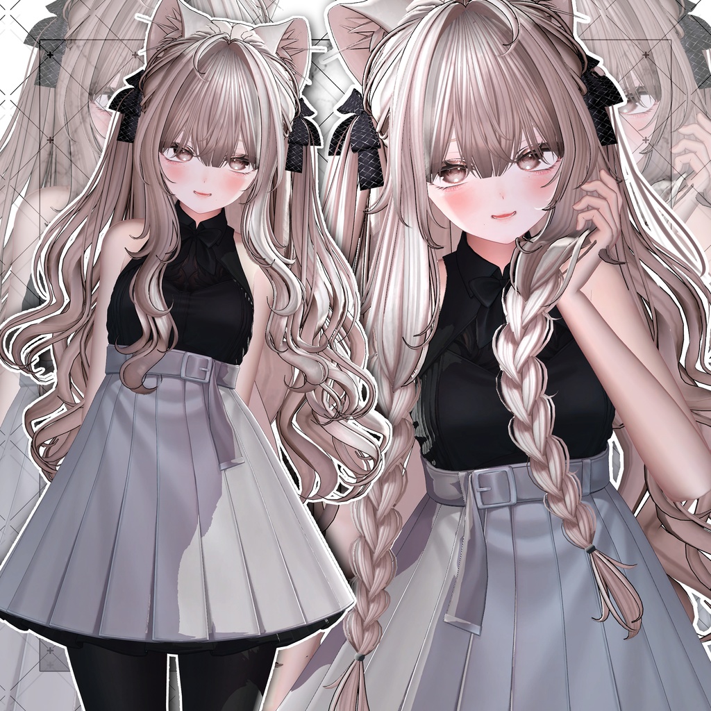 【VRC想定】Icicle Two Side Twin Tail Hair