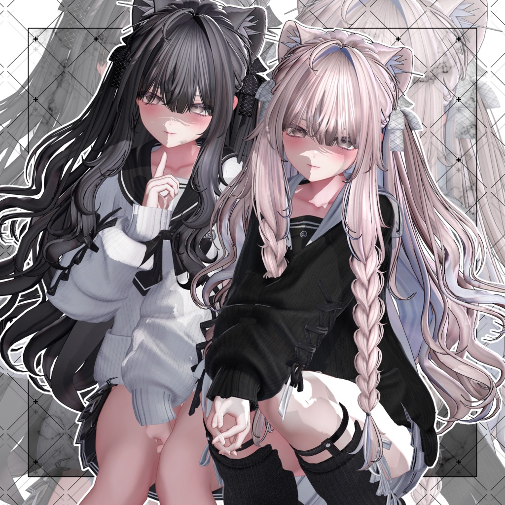 【VRC想定】Icicle Two Side Twin Tail Hair