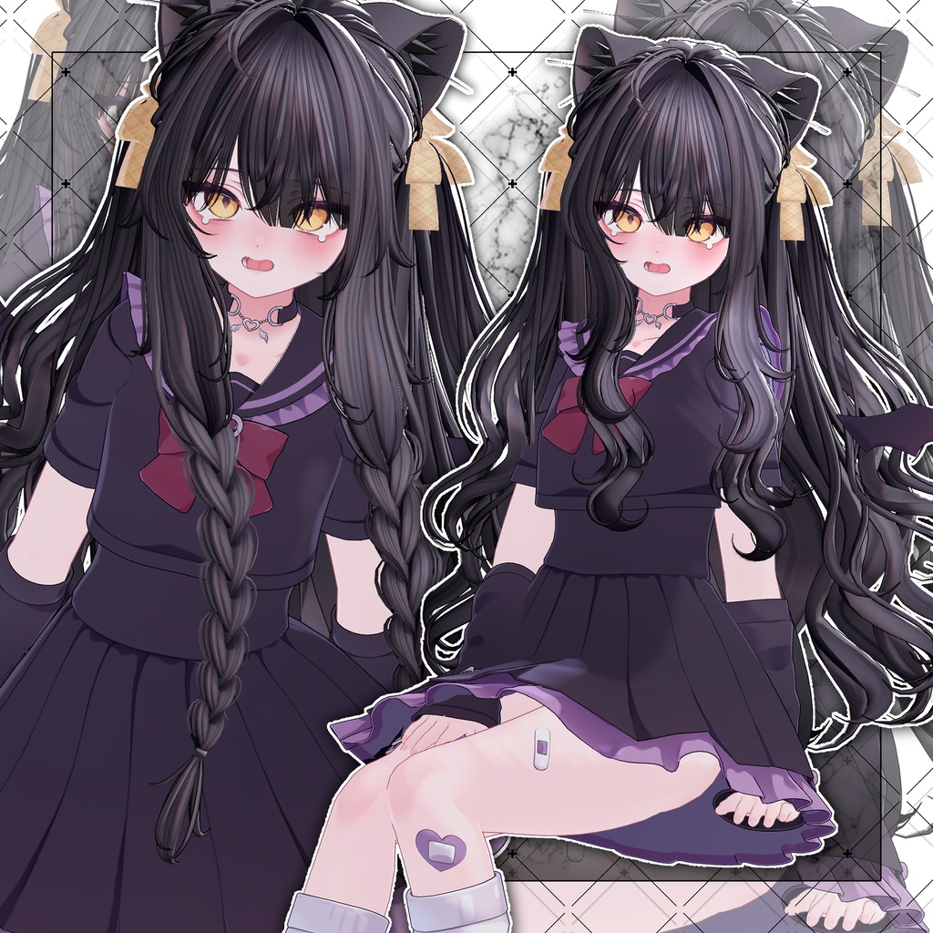 【VRC想定】Icicle Two Side Twin Tail Hair