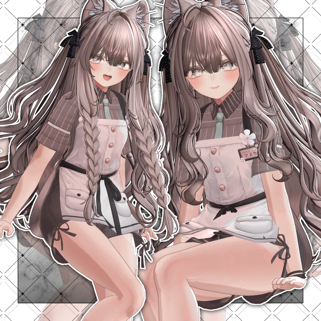 【VRC想定】Icicle Two Side Twin Tail Hair