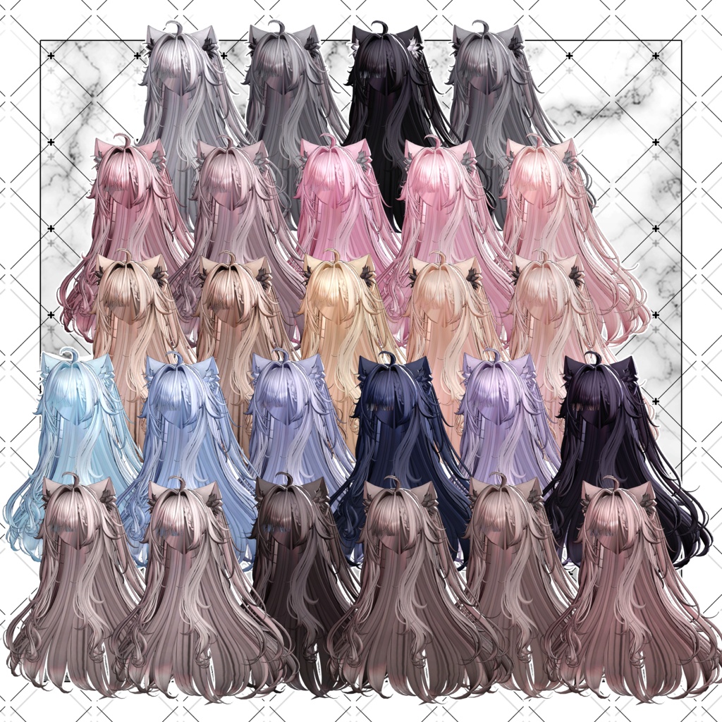 【VRC想定】Rock Cat Side tail Hair