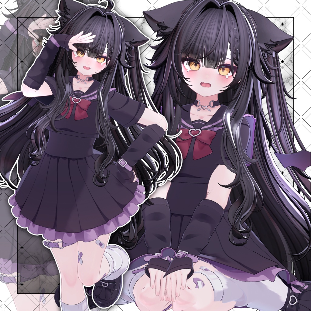 【VRC想定】Rock Cat Side tail Hair