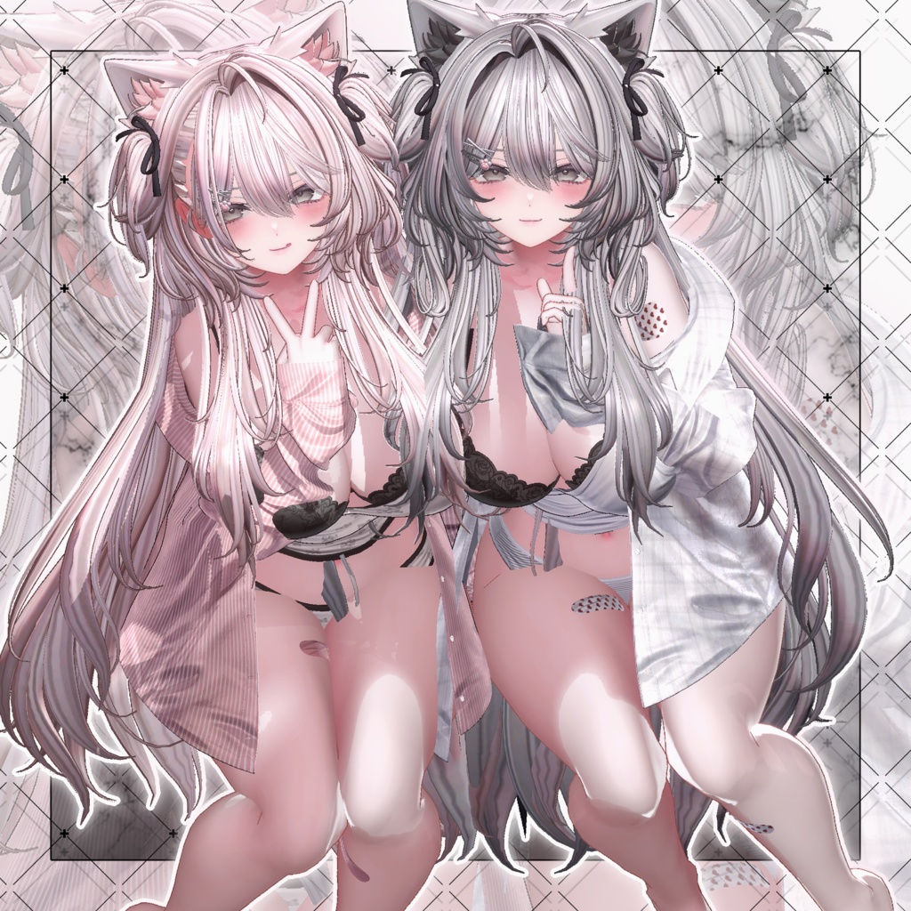 【VRC想定】Coquette Two Side Twin Tail Hair