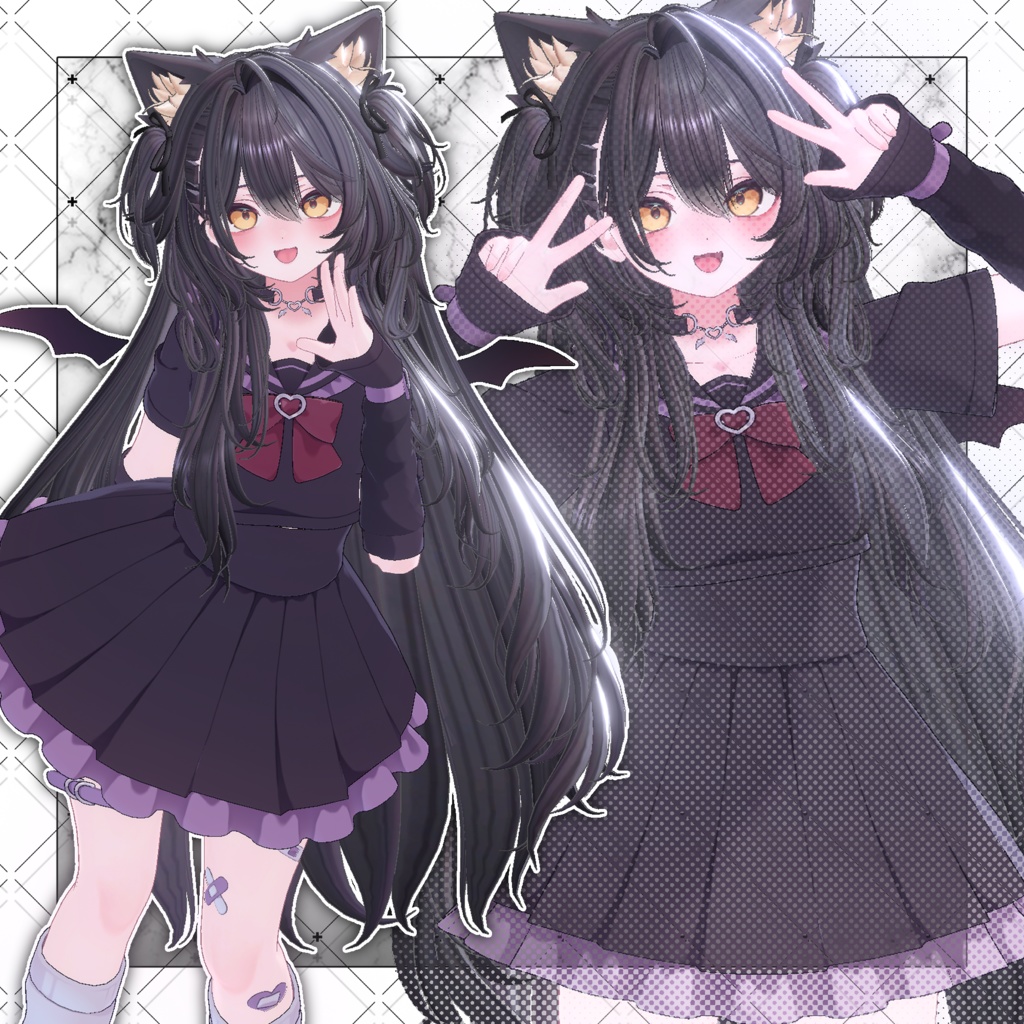 【VRC想定】Coquette Two Side Twin Tail Hair