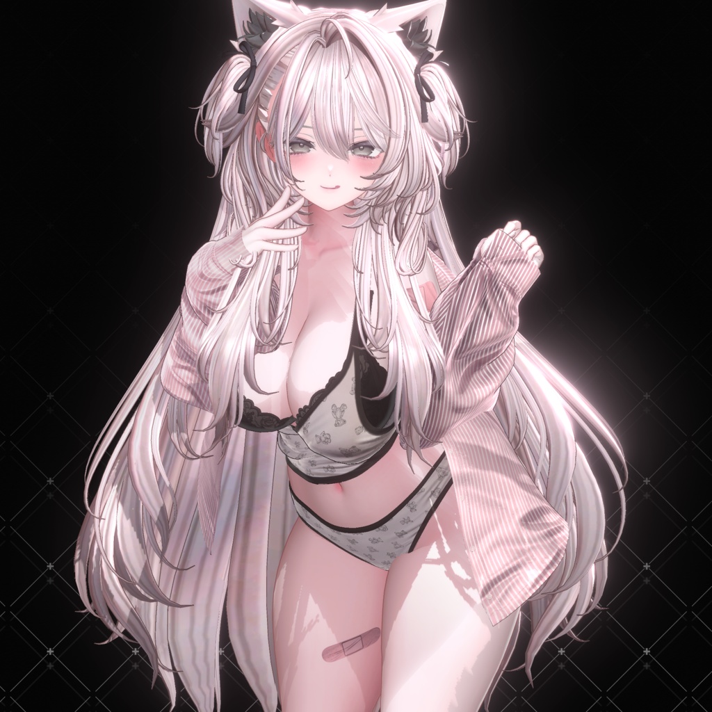 【VRC想定】Coquette Two Side Twin Tail Hair