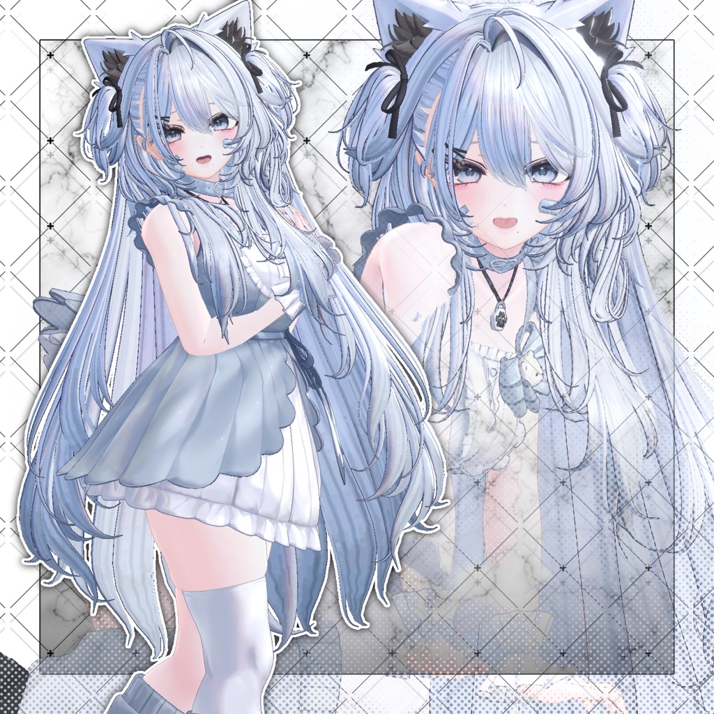 【VRC想定】Coquette Two Side Twin Tail Hair