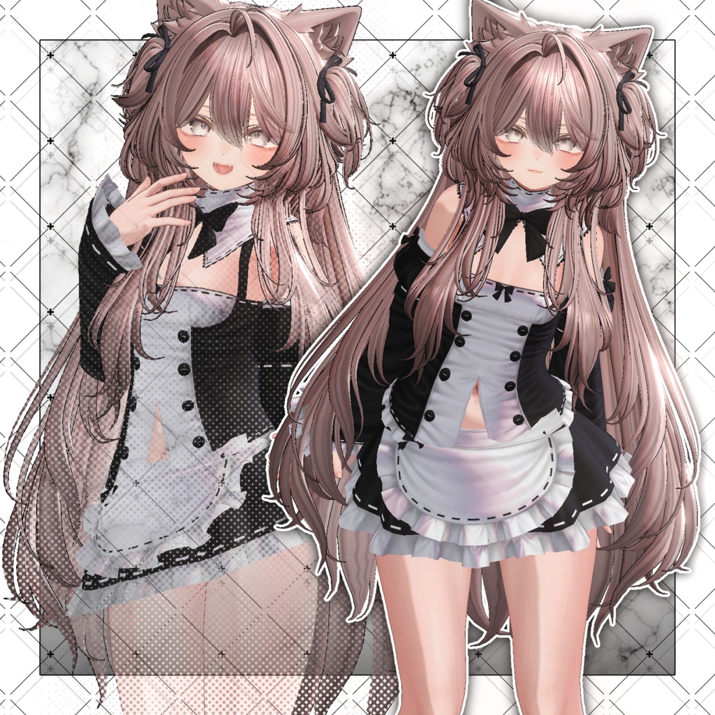 【VRC想定】Coquette Two Side Twin Tail Hair