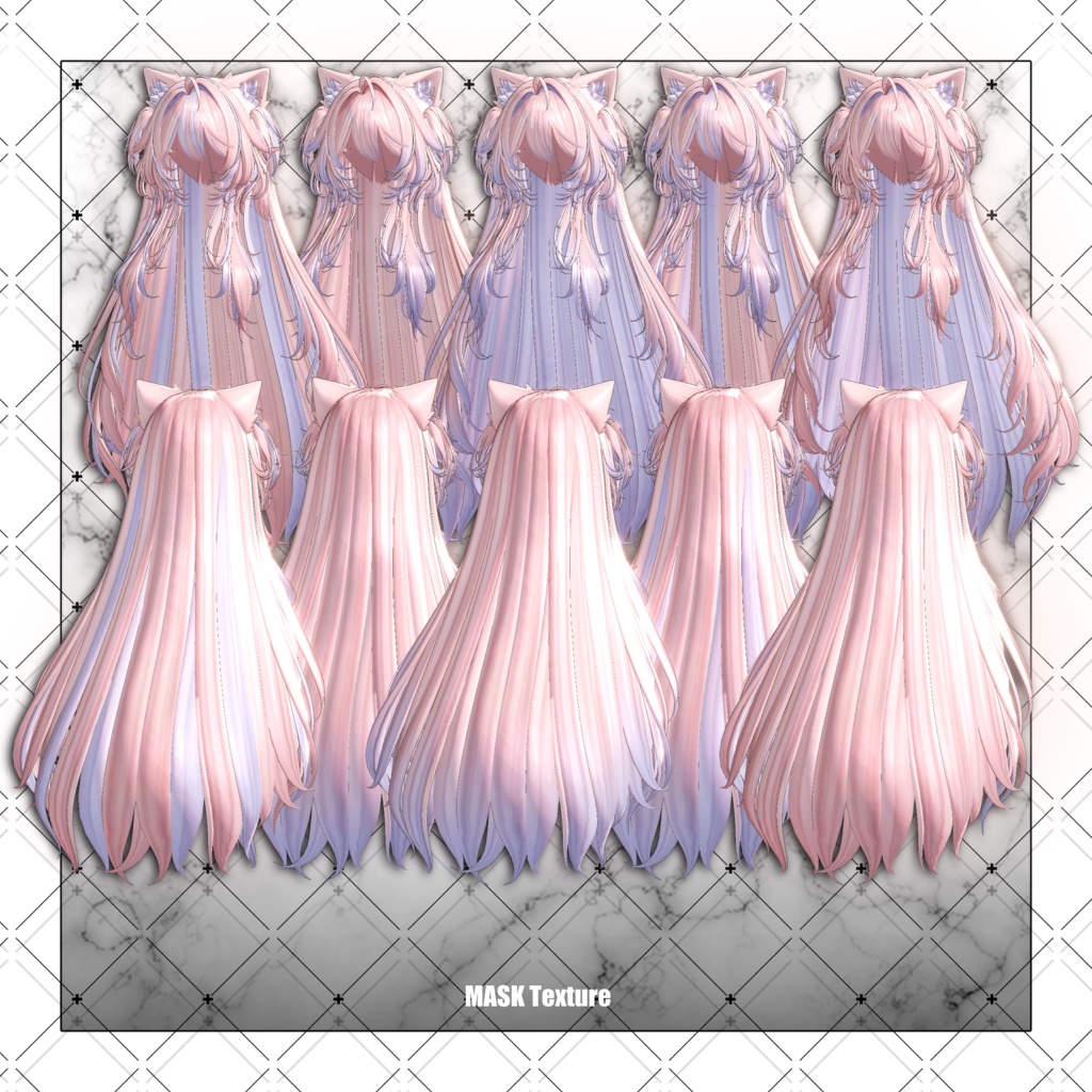 【VRC想定】Coquette Two Side Twin Tail Hair