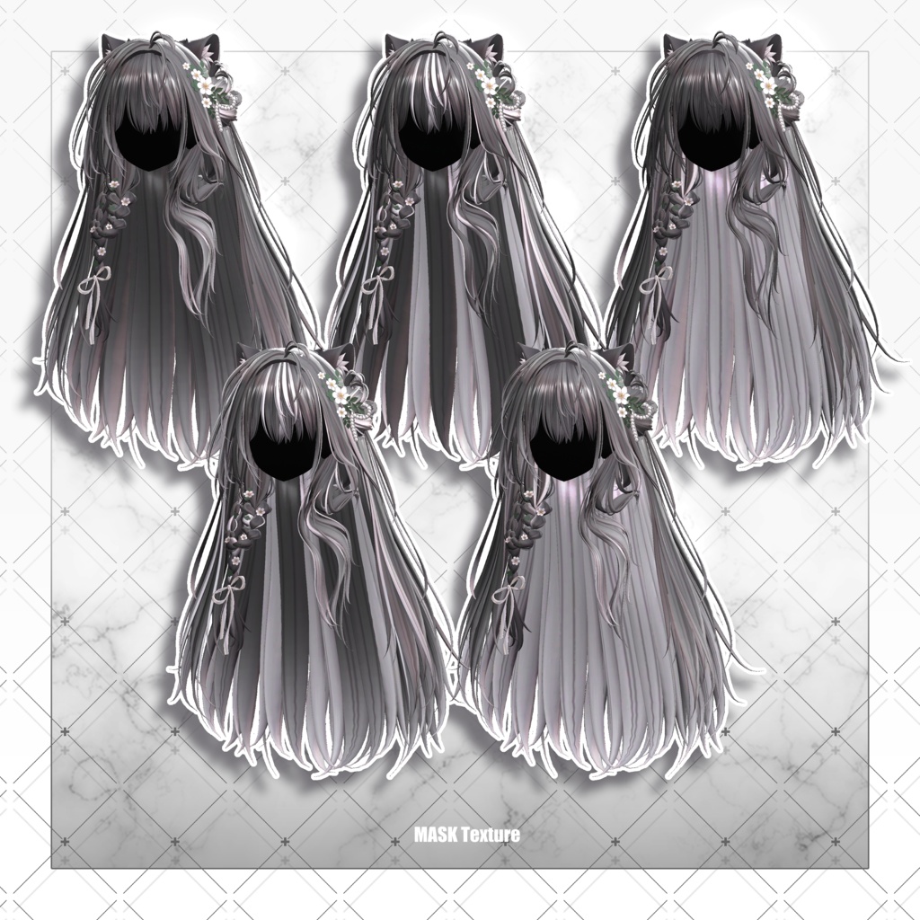【VRC想定】Deer Bloom Long Hair