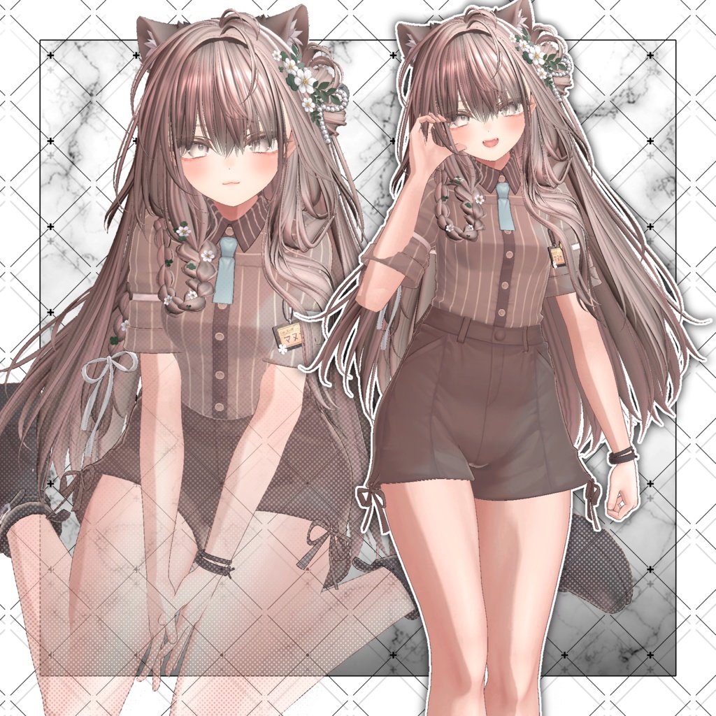 【VRC想定】Deer Bloom Long Hair
