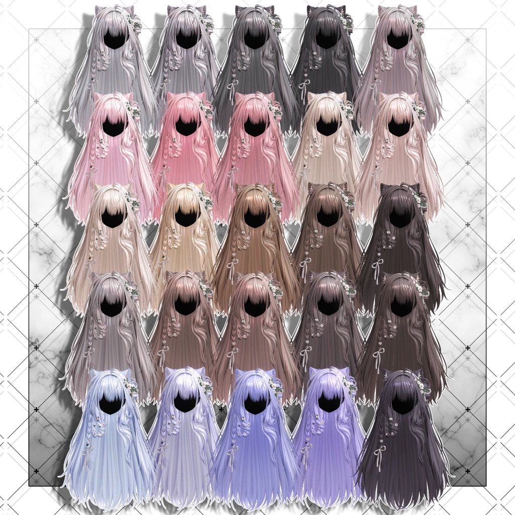 【VRC想定】Deer Bloom Long Hair