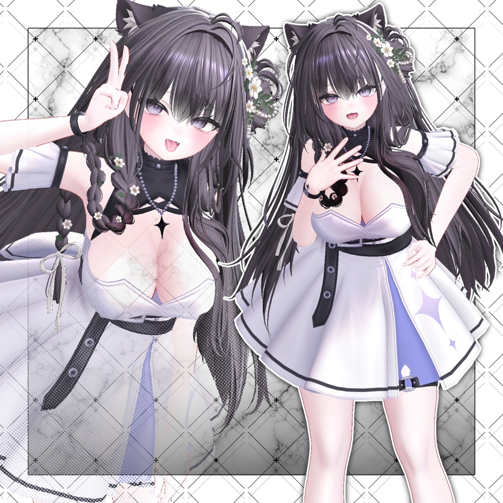 【VRC想定】Deer Bloom Long Hair