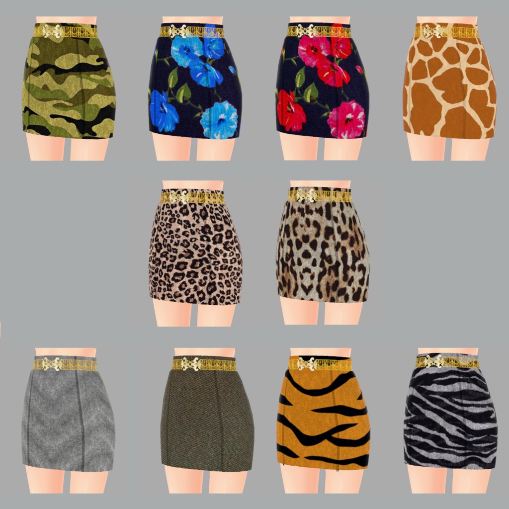 Vroid ウールコットン風ミニスカート10色+10柄 Vroid wool cotton style mini skirt 10 colors + 10 patterns