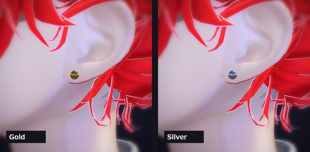 【VRChat向け】ボールスタッド ― Ball Stud Earring(13色 / Modular Avatar対応)