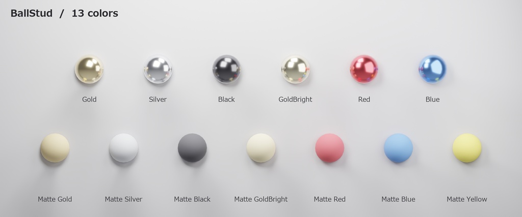 【VRChat向け】ボールスタッド ― Ball Stud Earring(13色 / Modular Avatar対応)