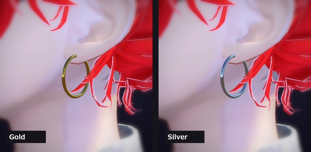 【VRChat向け】細フープ 20mm ― Thin Hoop Earring 20mm(13色 / Modular Avatar対応)
